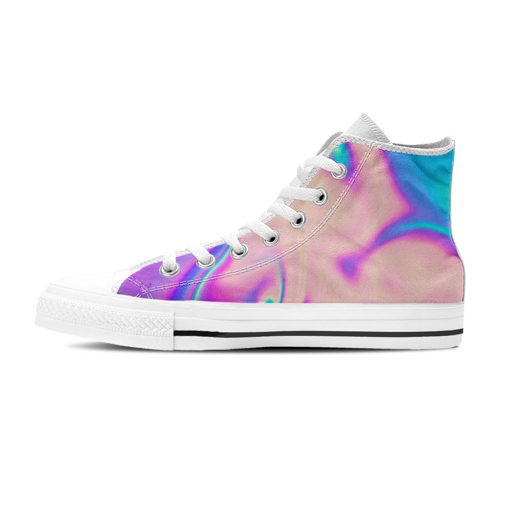 Abstract Trippy Holographic Women's High Top Shoes-grizzshop