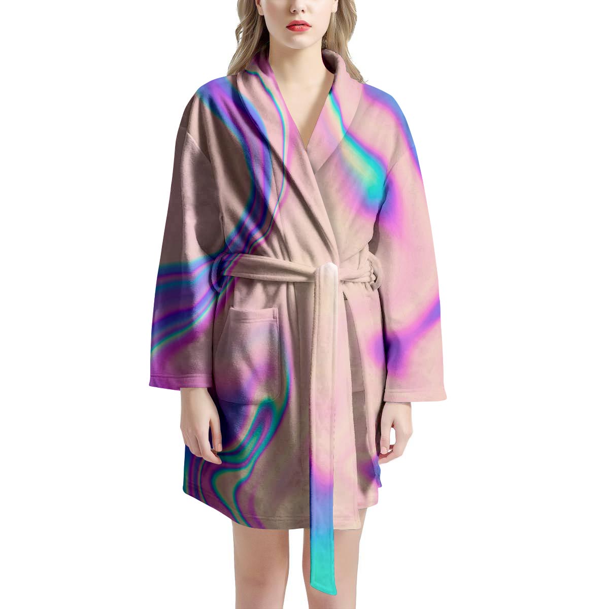 Abstract Trippy Holographic Women's Robe-grizzshop