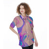 Abstract Trippy Holographic Women's Short Sleeve Shirts-grizzshop