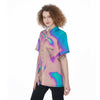 Abstract Trippy Holographic Women's Short Sleeve Shirts-grizzshop