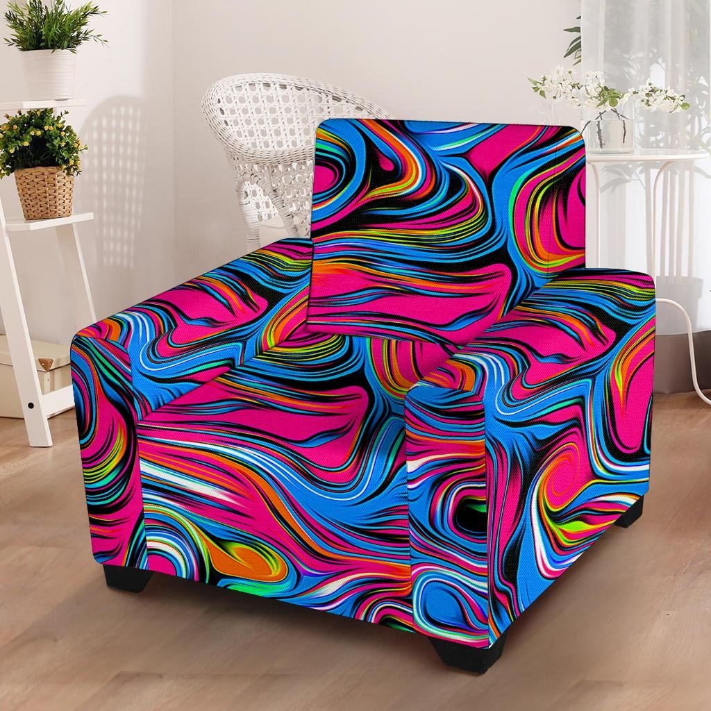 Abstract Trippy Paint Armchair Cover-grizzshop