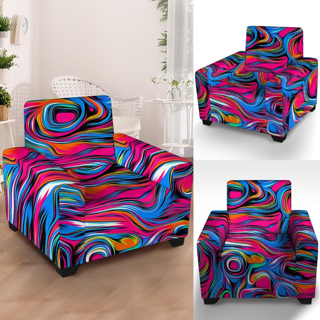 Abstract Trippy Paint Armchair Cover-grizzshop