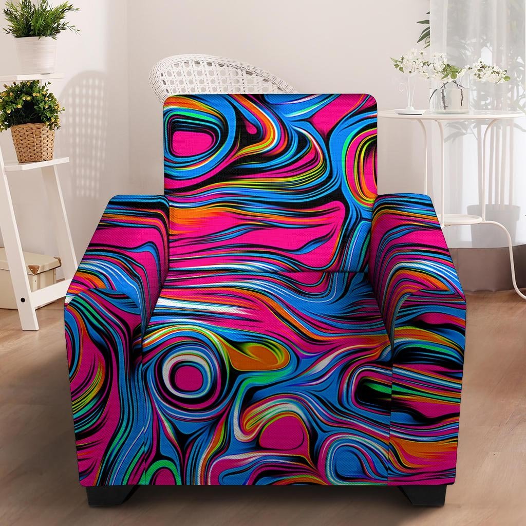 Abstract Trippy Paint Armchair Cover-grizzshop