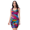 Abstract Trippy Paint Bodycon Dress-grizzshop