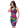 Abstract Trippy Paint Bodycon Dress-grizzshop