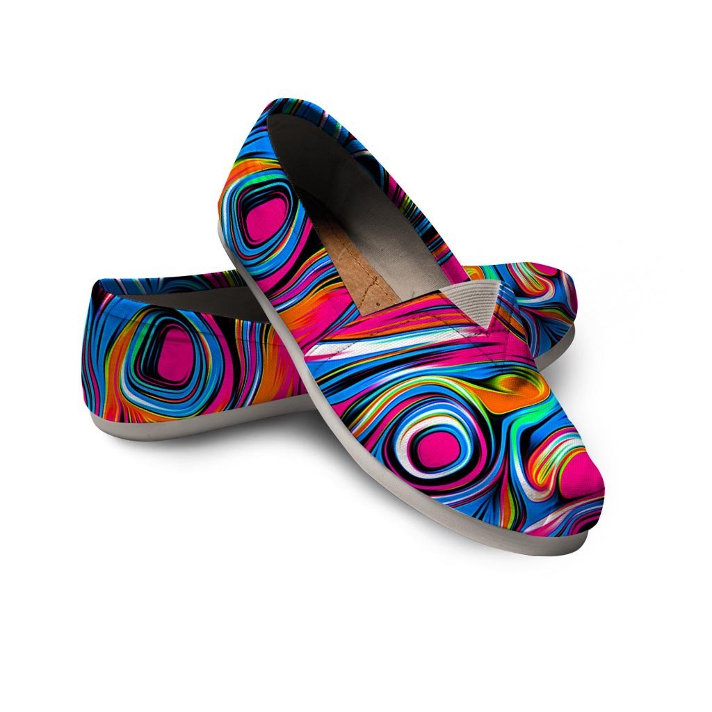 Abstract Trippy Paint Canvas Shoes-grizzshop