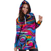 Abstract Trippy Paint Hoodie Dress-grizzshop