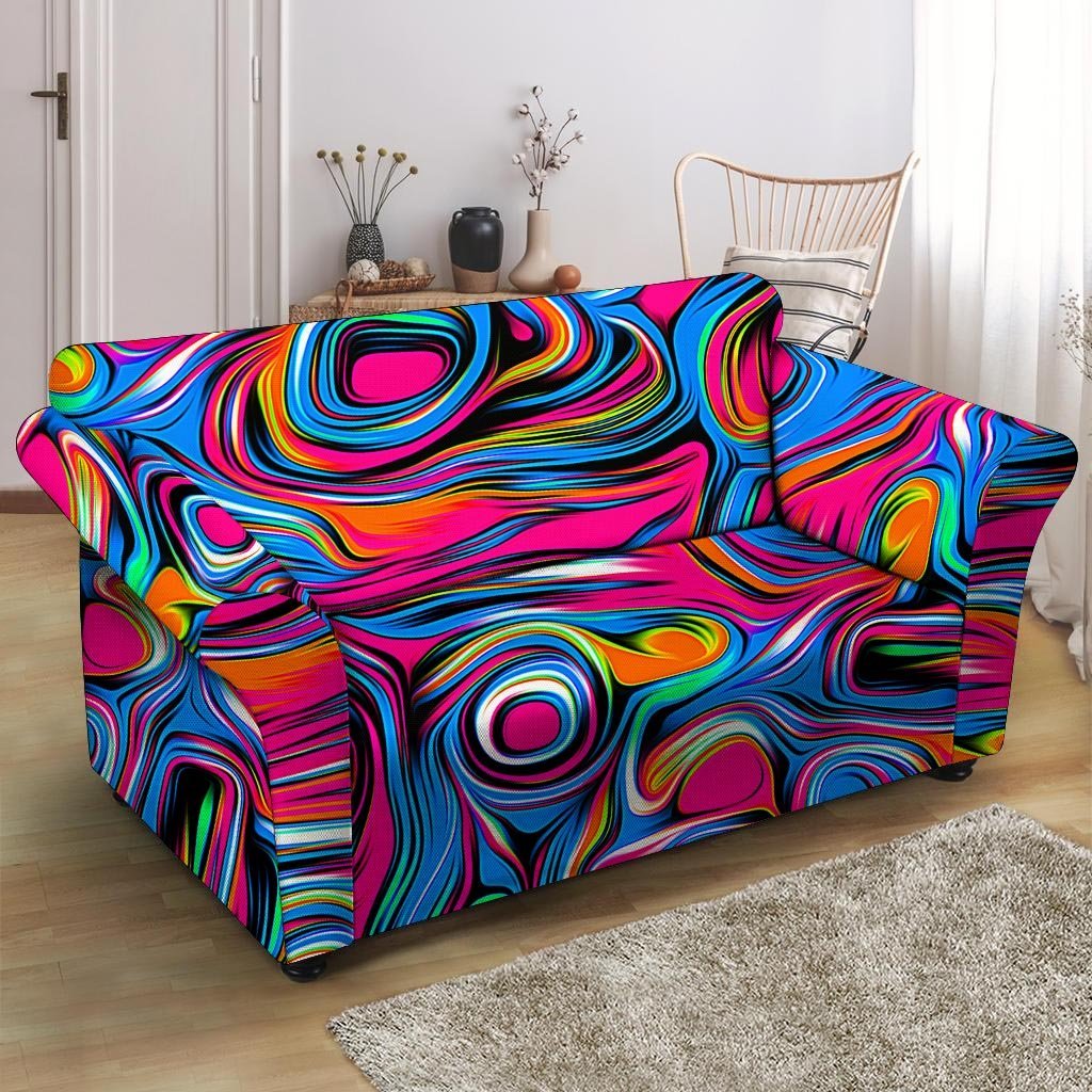 Abstract Trippy Paint Loveseat Cover-grizzshop