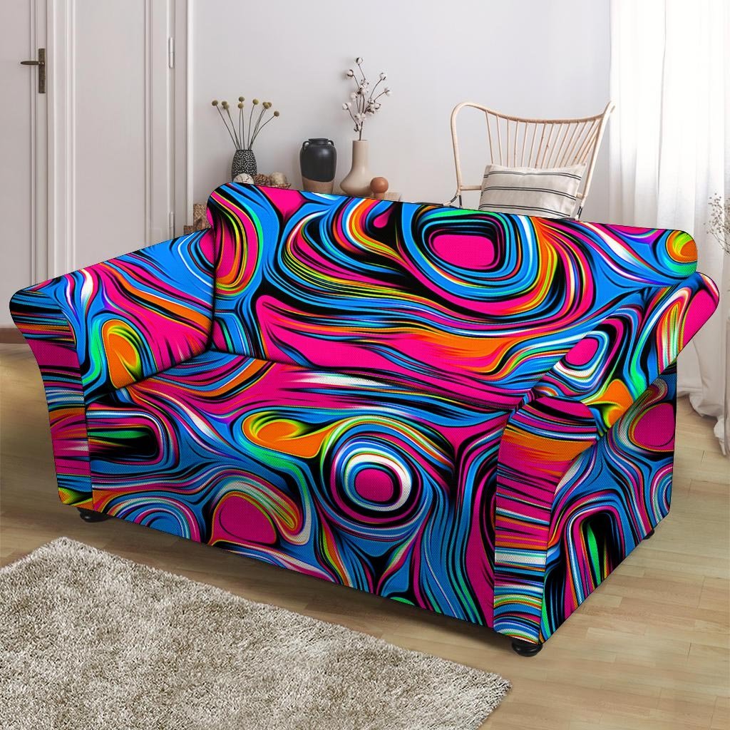 Abstract Trippy Paint Loveseat Cover-grizzshop