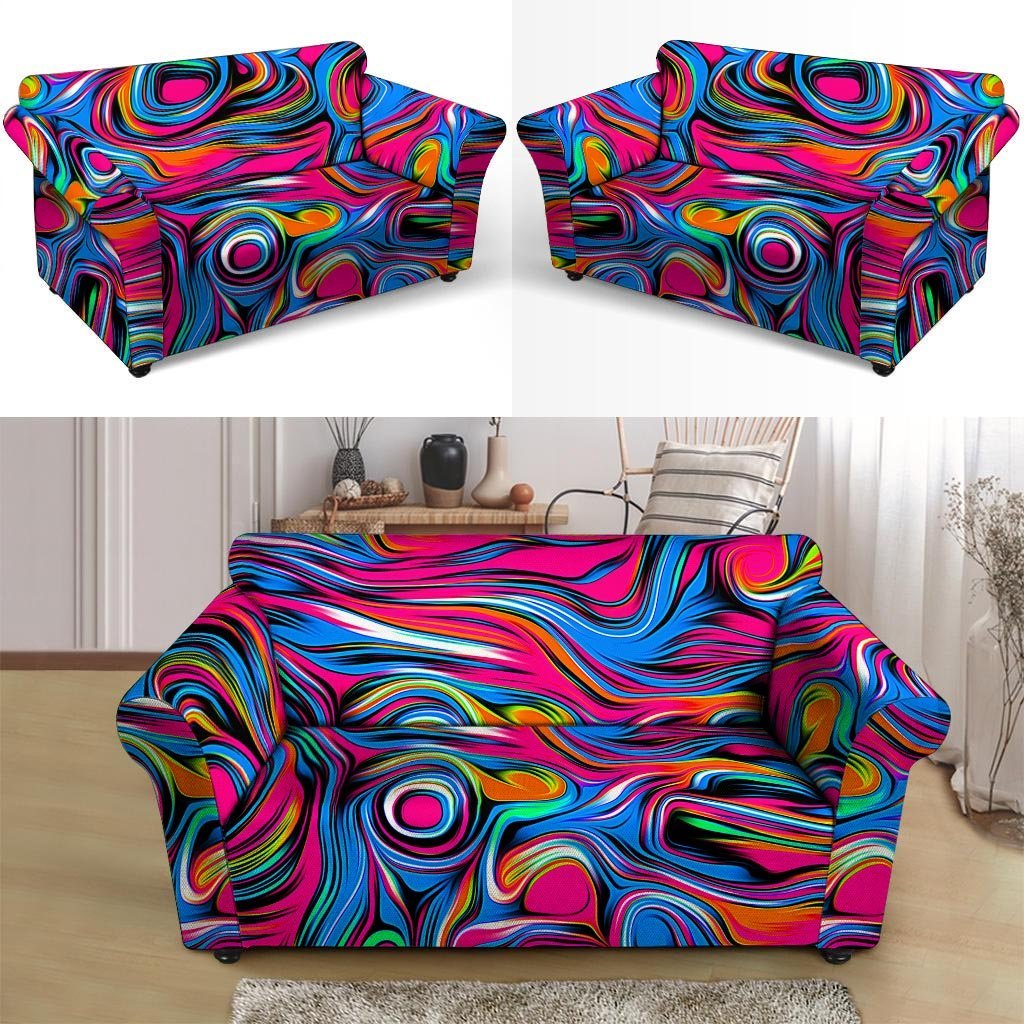 Abstract Trippy Paint Loveseat Cover-grizzshop