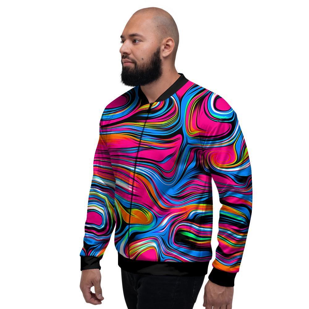 Abstract Trippy Paint Men's Bomber Jacket-grizzshop