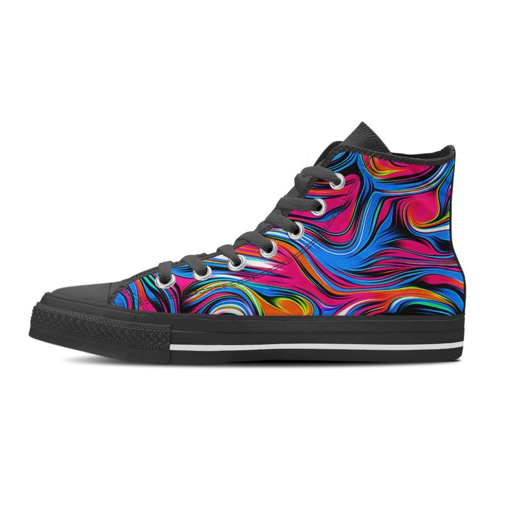 Abstract Trippy Paint Men's High Top Shoes-grizzshop