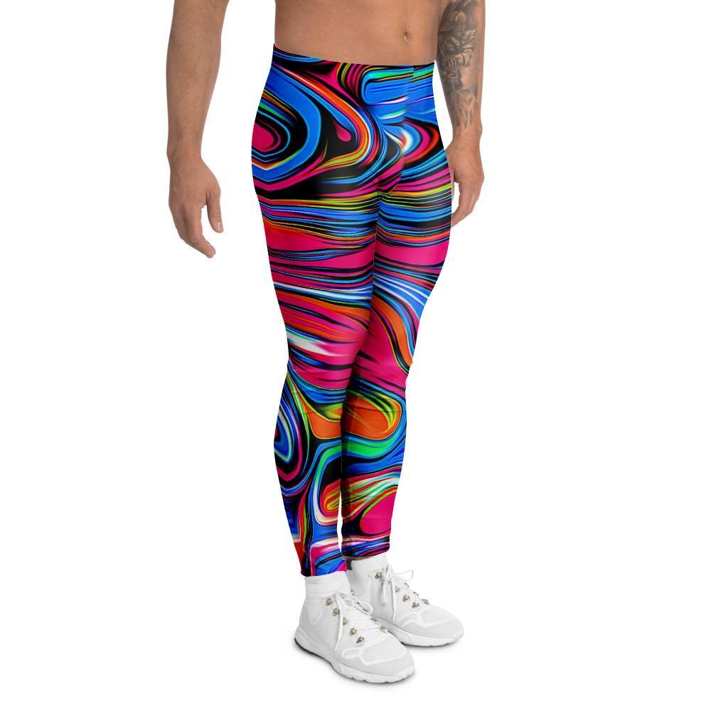 Abstract Trippy Paint Men's Leggings-grizzshop