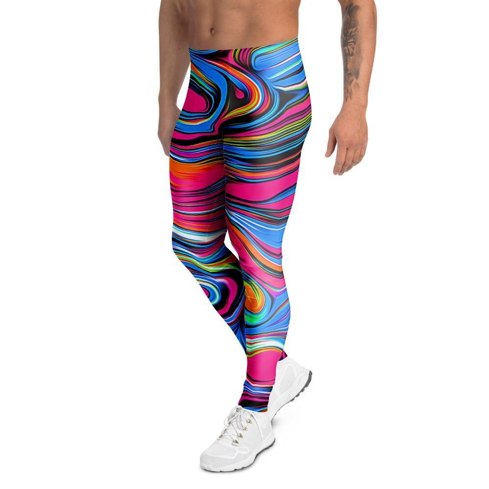 Abstract Trippy Paint Men's Leggings-grizzshop