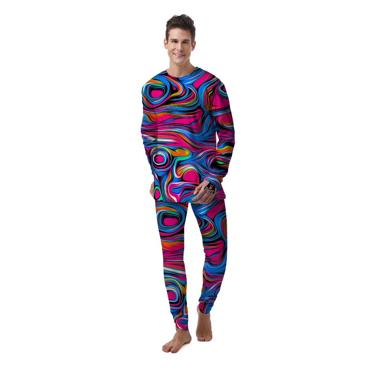 Abstract Trippy Paint Men's Pajamas-grizzshop