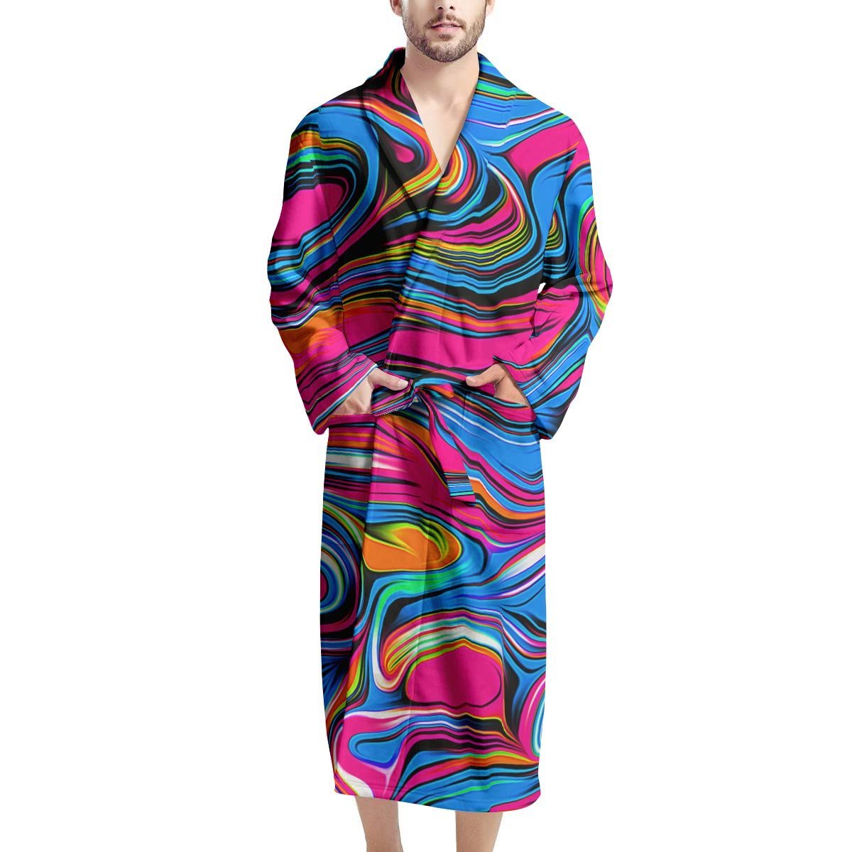 Abstract Trippy Paint Men's Robe-grizzshop