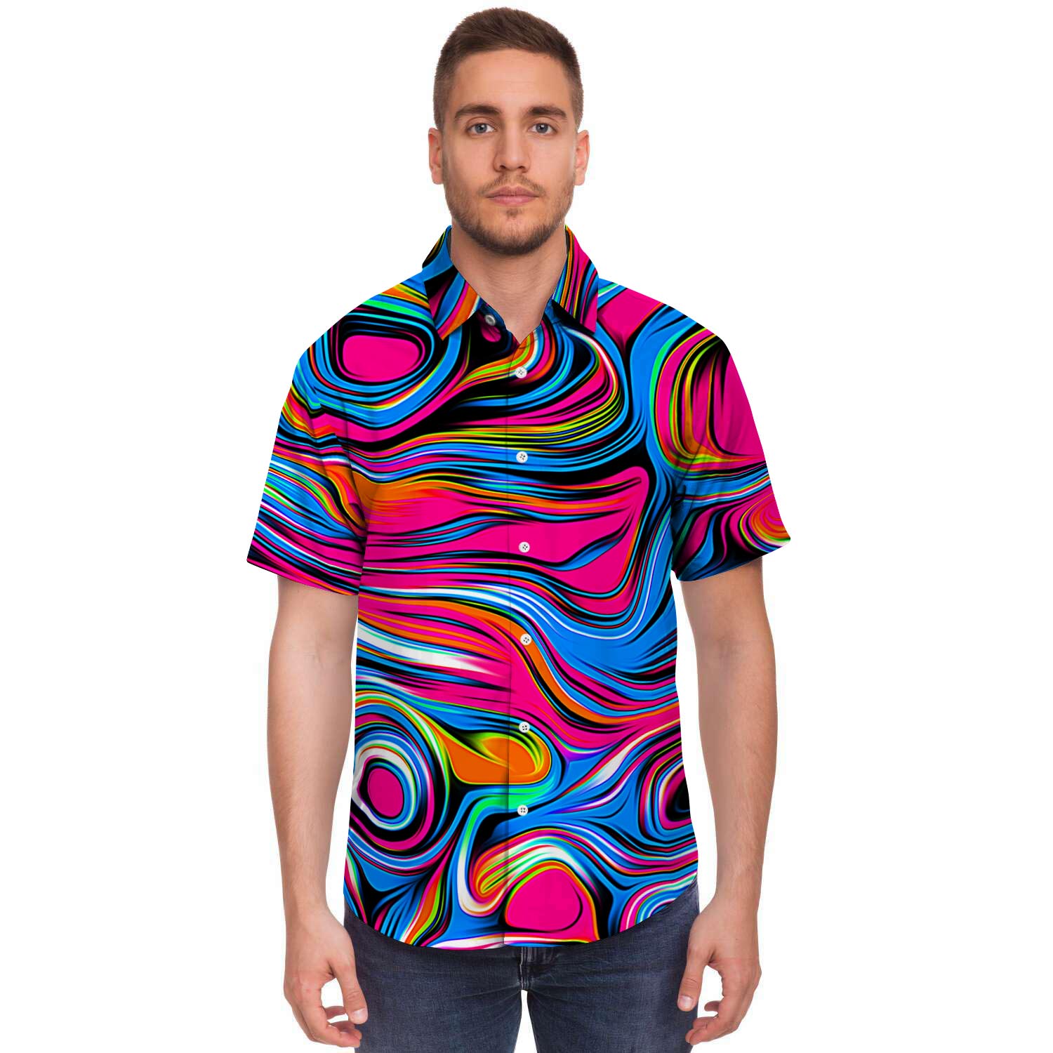 Abstract Trippy Paint Men's Short Sleeve Shirt-grizzshop