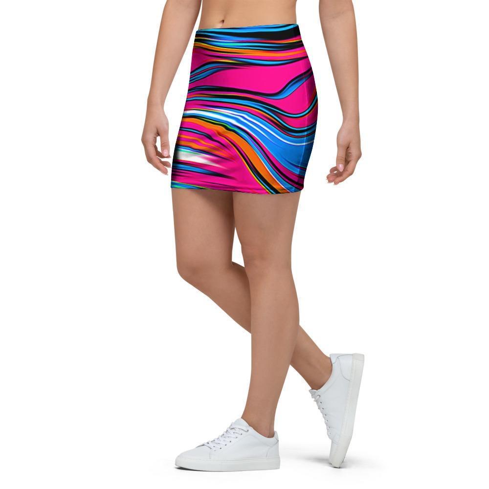 Abstract Trippy Paint Mini Skirt-grizzshop