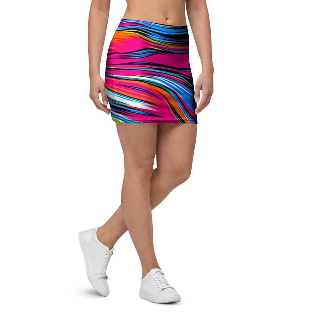 Abstract Trippy Paint Mini Skirt-grizzshop