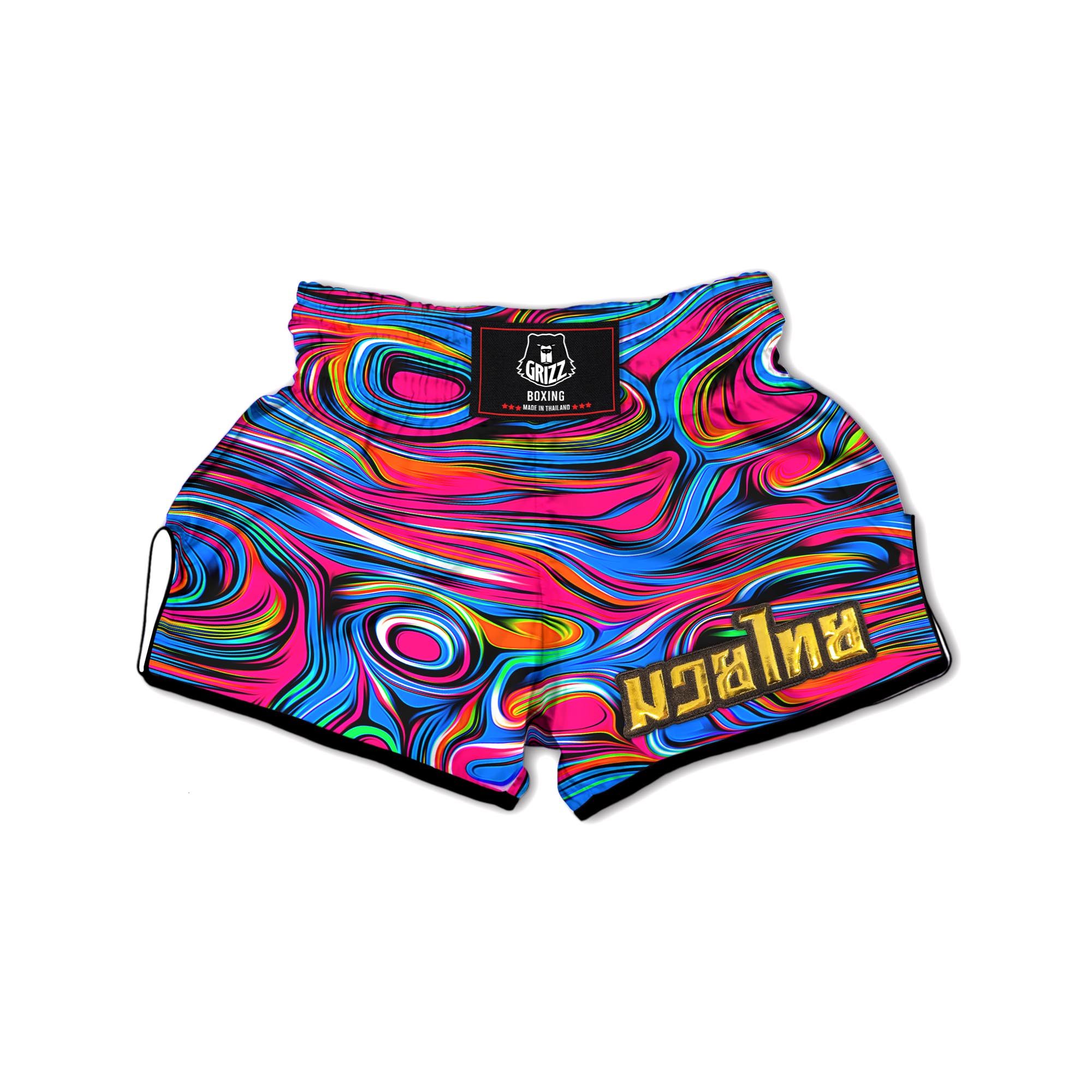 Abstract Trippy Paint Muay Thai Boxing Shorts-grizzshop