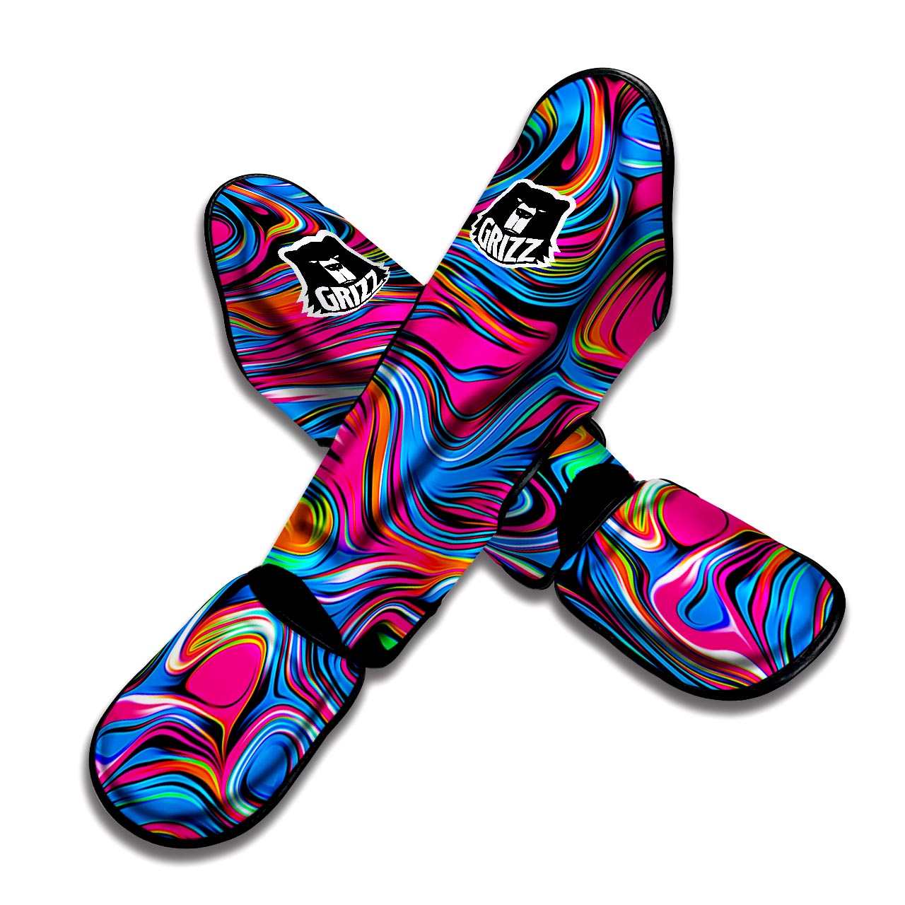 Abstract Trippy Paint Muay Thai Shin Guard-grizzshop