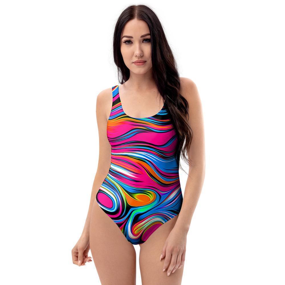 Abstract Trippy Paint One Piece Swimsuite-grizzshop