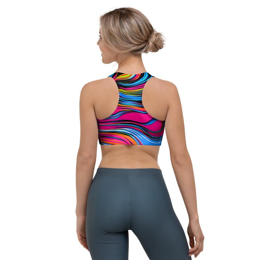 Abstract Trippy Paint Sports Bra-grizzshop