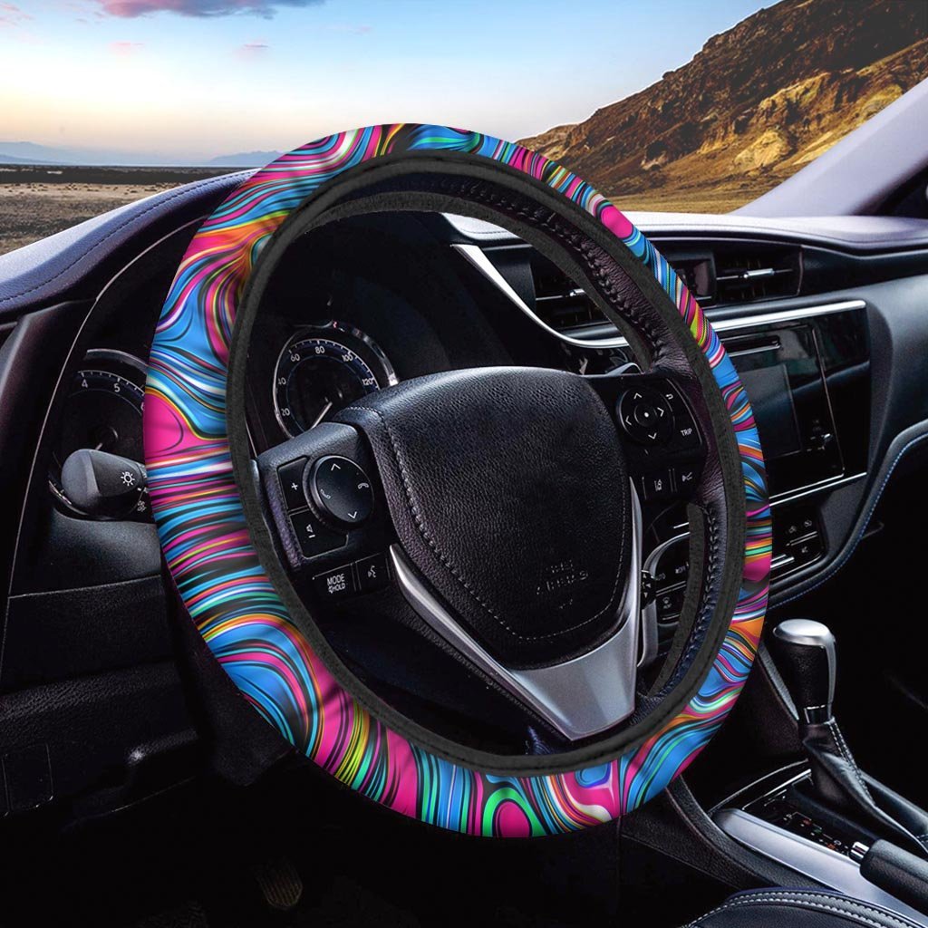 Abstract Trippy Paint Steering Wheel Cover-grizzshop