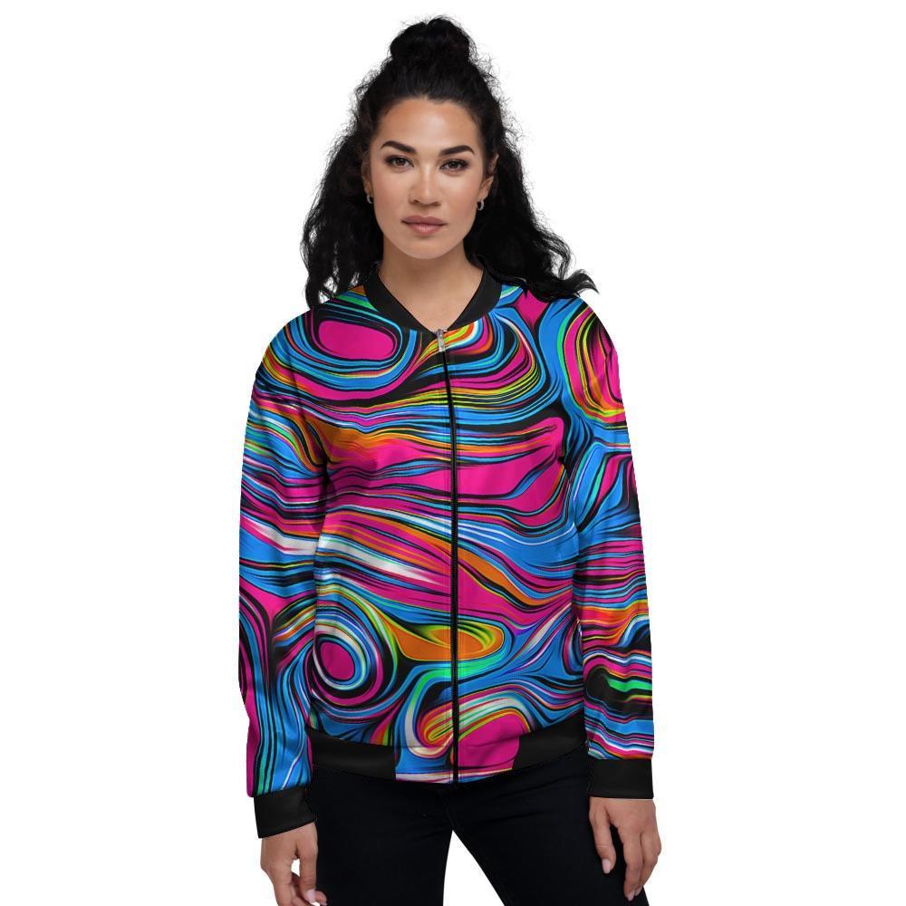 Abstract Trippy Paint Women's Bomber Jacket-grizzshop