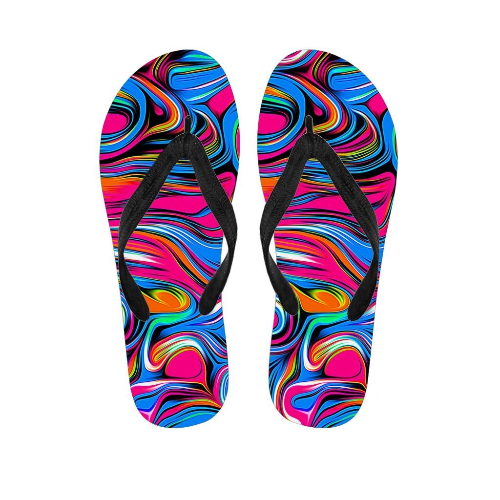 Abstract Trippy Paint Women's Flip Flops-grizzshop