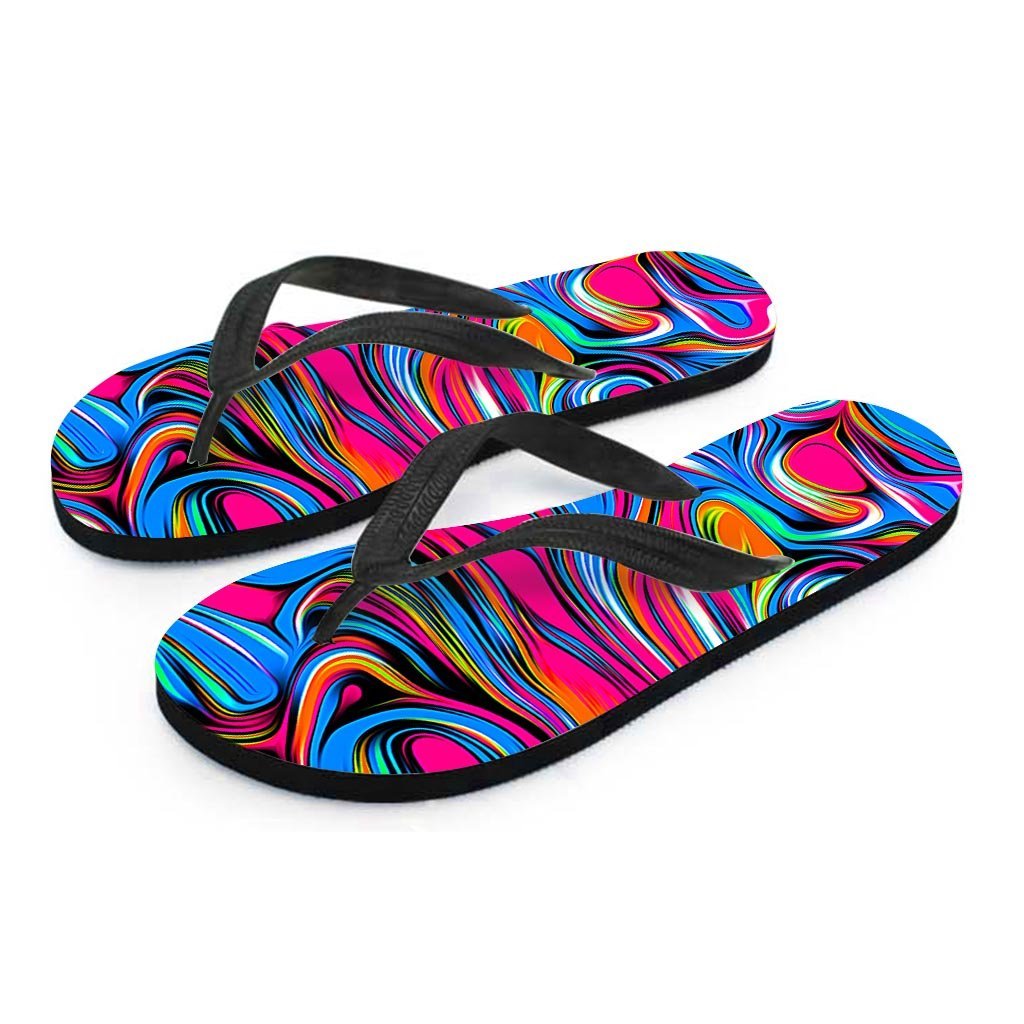Abstract Trippy Paint Women's Flip Flops-grizzshop
