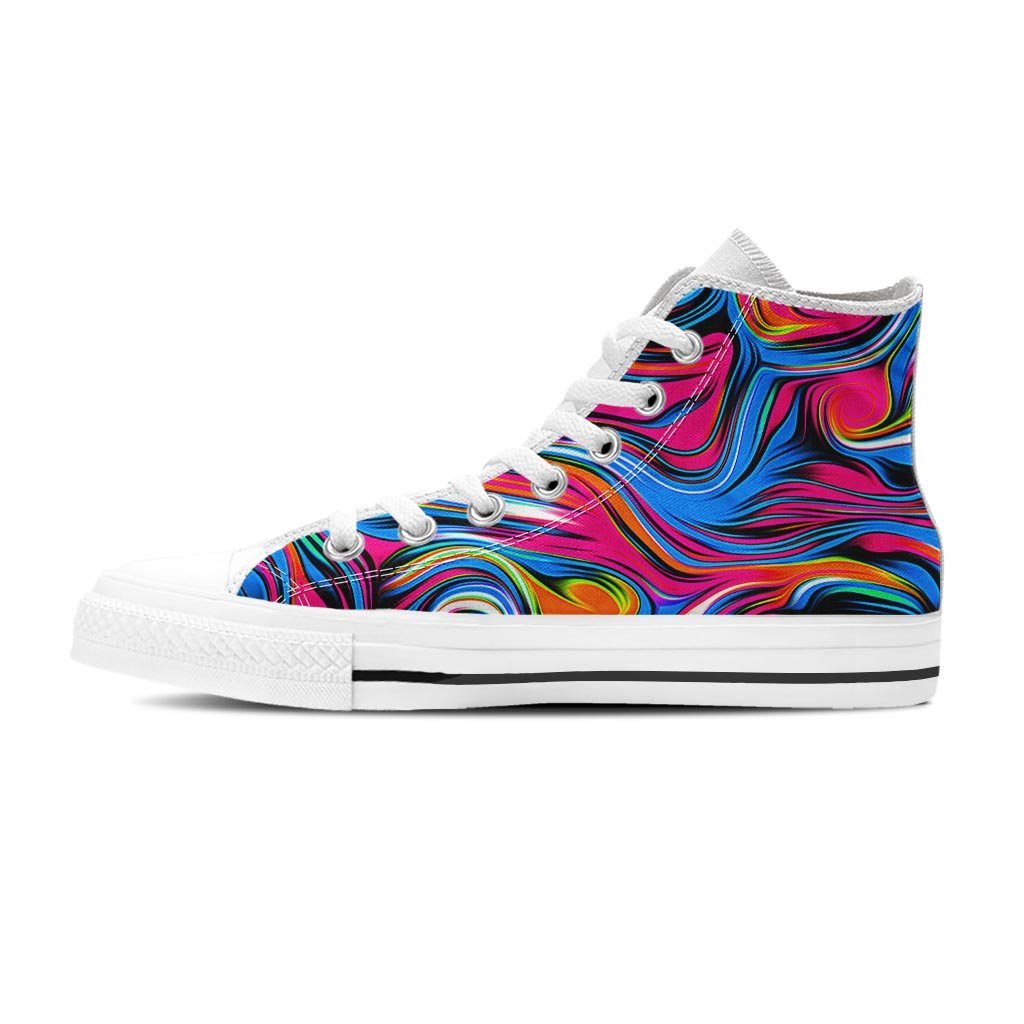 Abstract Trippy Paint Women's High Top Shoes-grizzshop