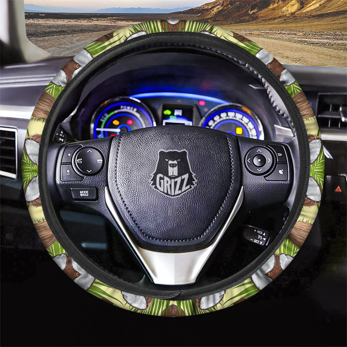 Abstract Tropical Coconut Print Pattern Car Steering Wheel Cover-grizzshop