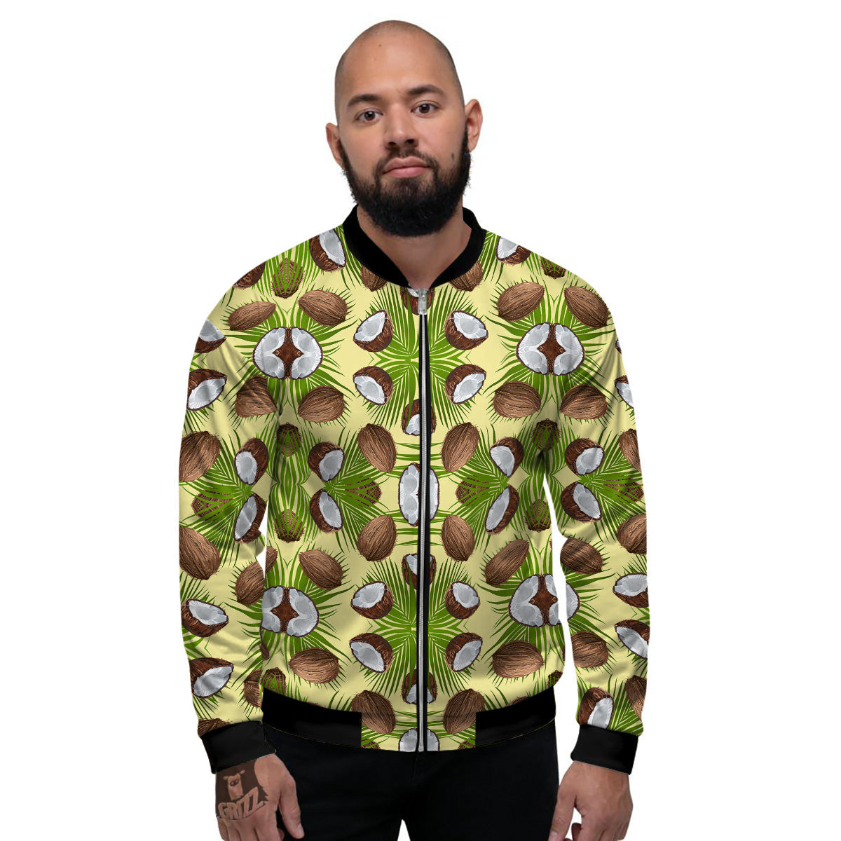 Abstract Tropical Coconut Print Pattern Men's Bomber Jacket-grizzshop