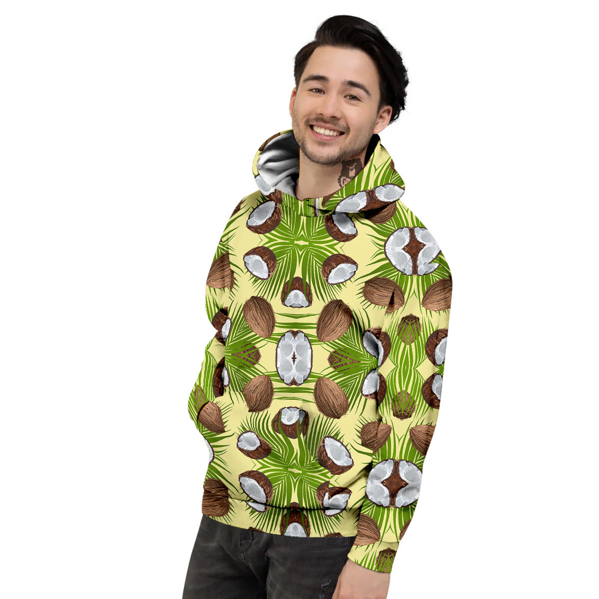 Abstract Tropical Coconut Print Pattern Men's Hoodie-grizzshop