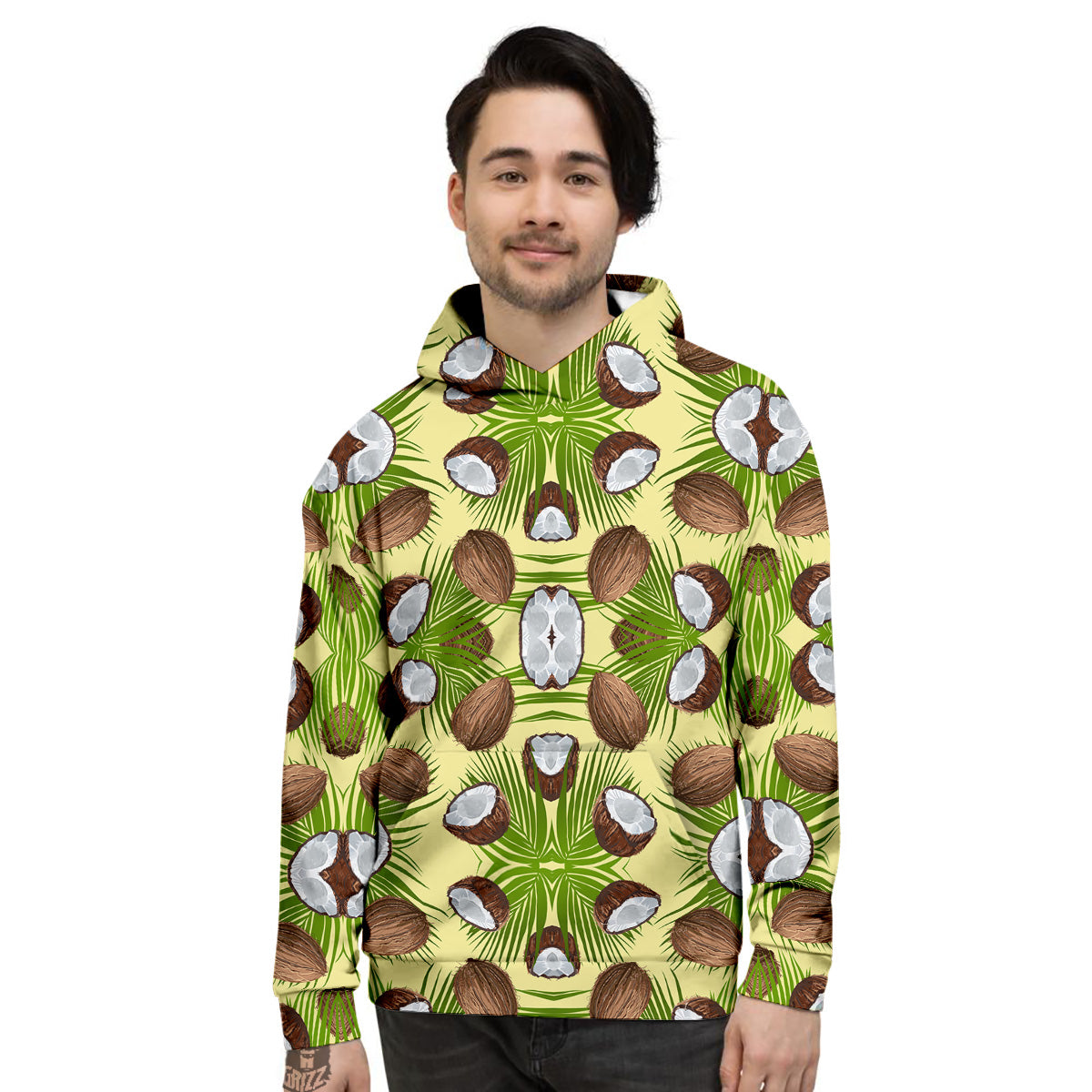 Abstract Tropical Coconut Print Pattern Men's Hoodie-grizzshop