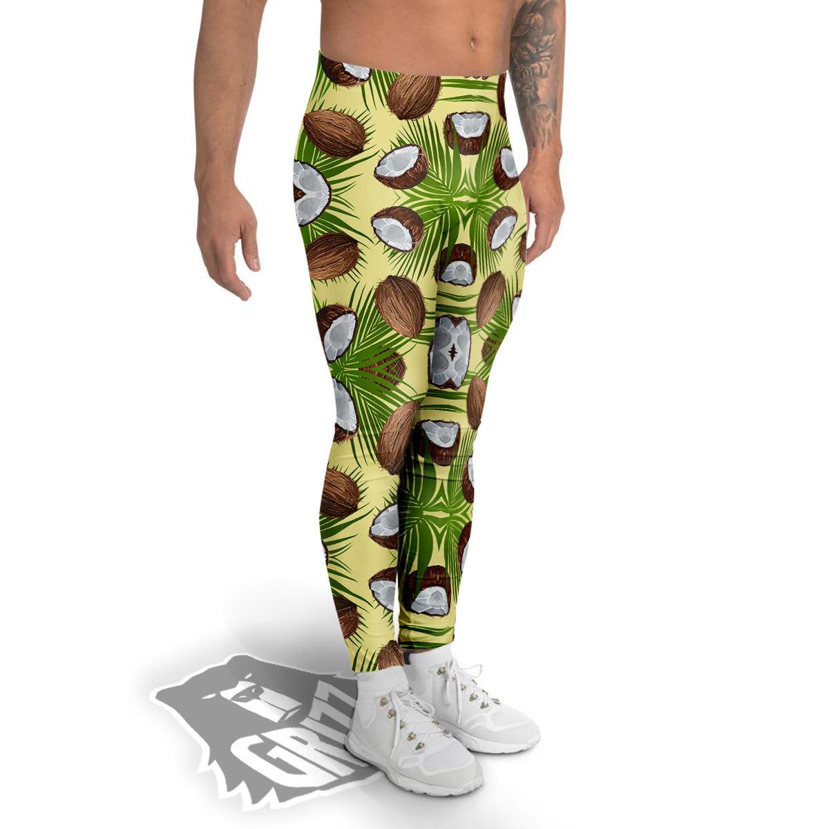 Abstract Tropical Coconut Print Pattern Men's Leggings-grizzshop