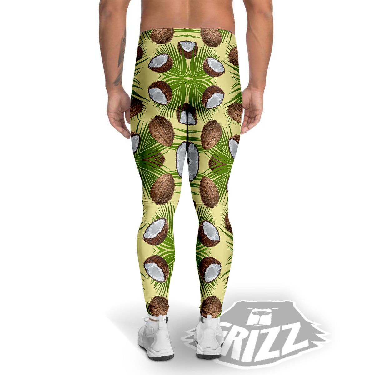 Abstract Tropical Coconut Print Pattern Men's Leggings-grizzshop