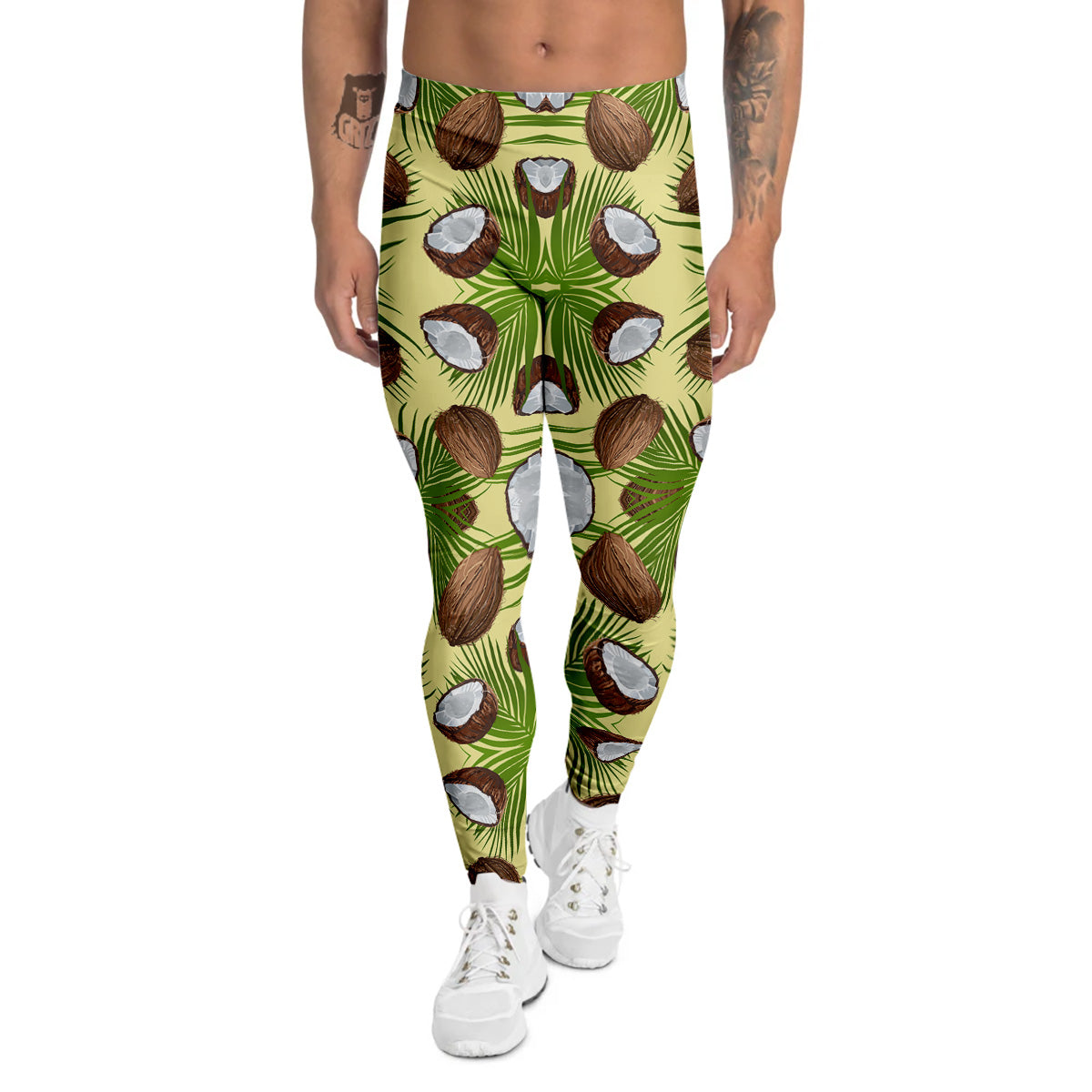 Abstract Tropical Coconut Print Pattern Men's Leggings-grizzshop