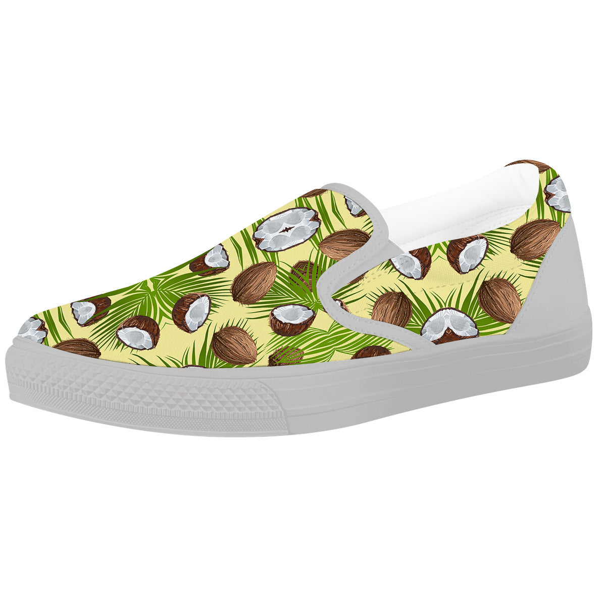 Abstract Tropical Coconut Print Pattern White Slip On Shoes-grizzshop