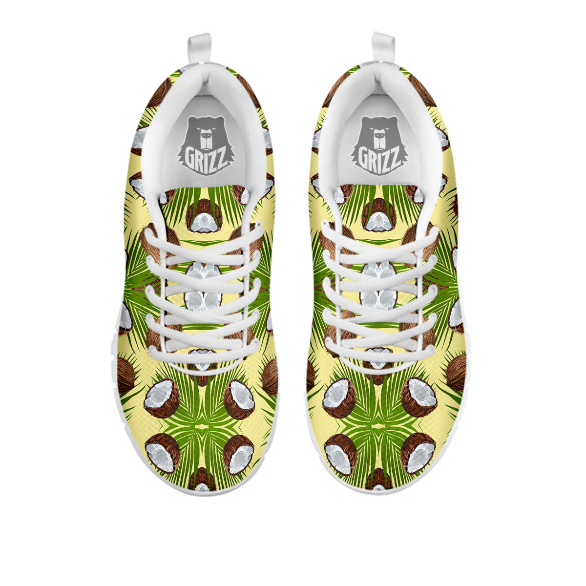 Abstract Tropical Coconut Print Pattern White Sneaker-grizzshop