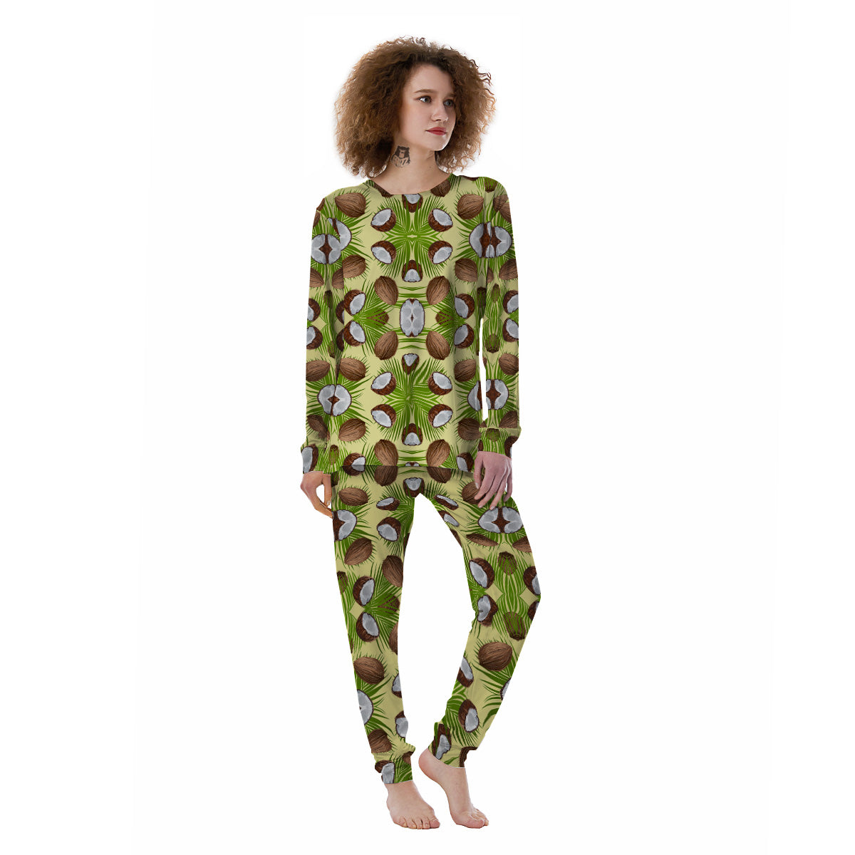 Abstract Tropical Coconut Print Pattern Women's Pajamas-grizzshop