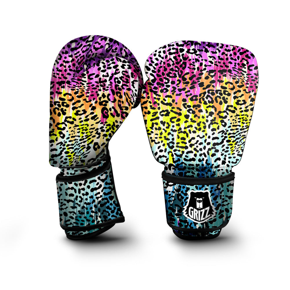 Abstract Vintage Colorful Leopard Print Boxing Gloves-grizzshop