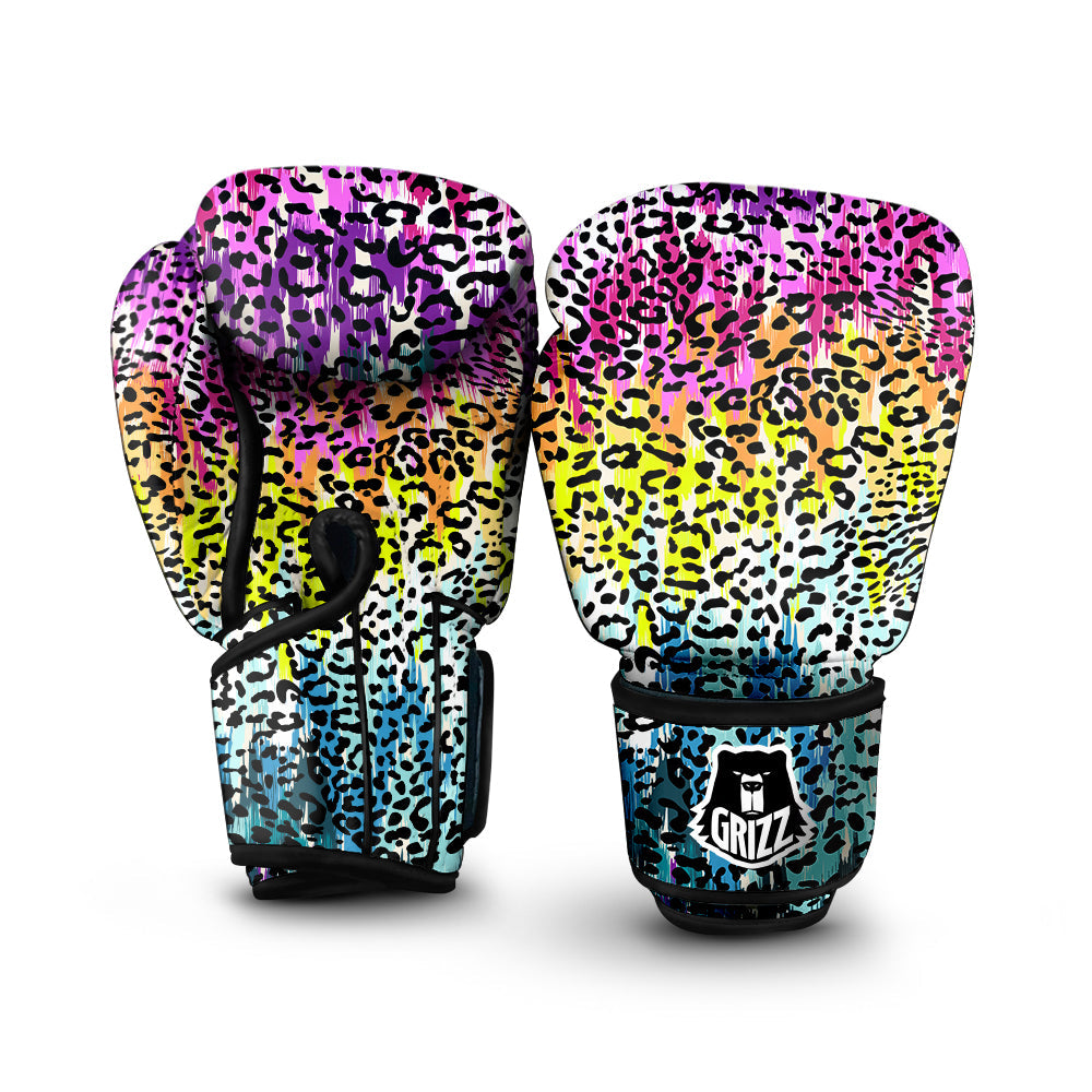 Abstract Vintage Colorful Leopard Print Boxing Gloves-grizzshop