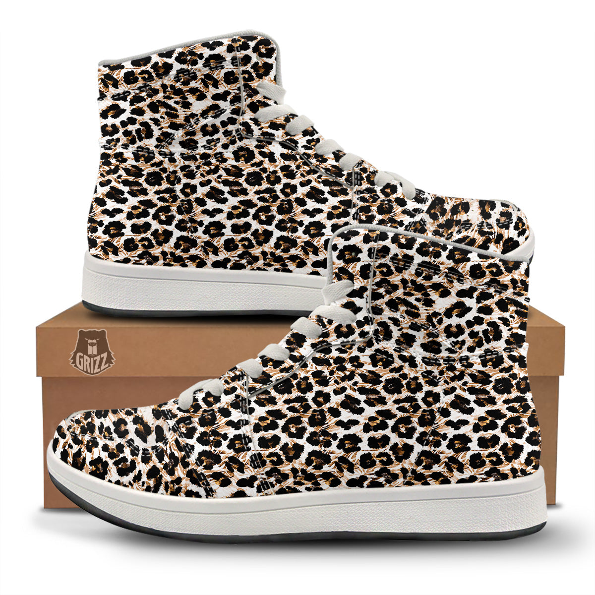 Abstract Watercolor Leopard Print Pattern High Top Sneakers-grizzshop