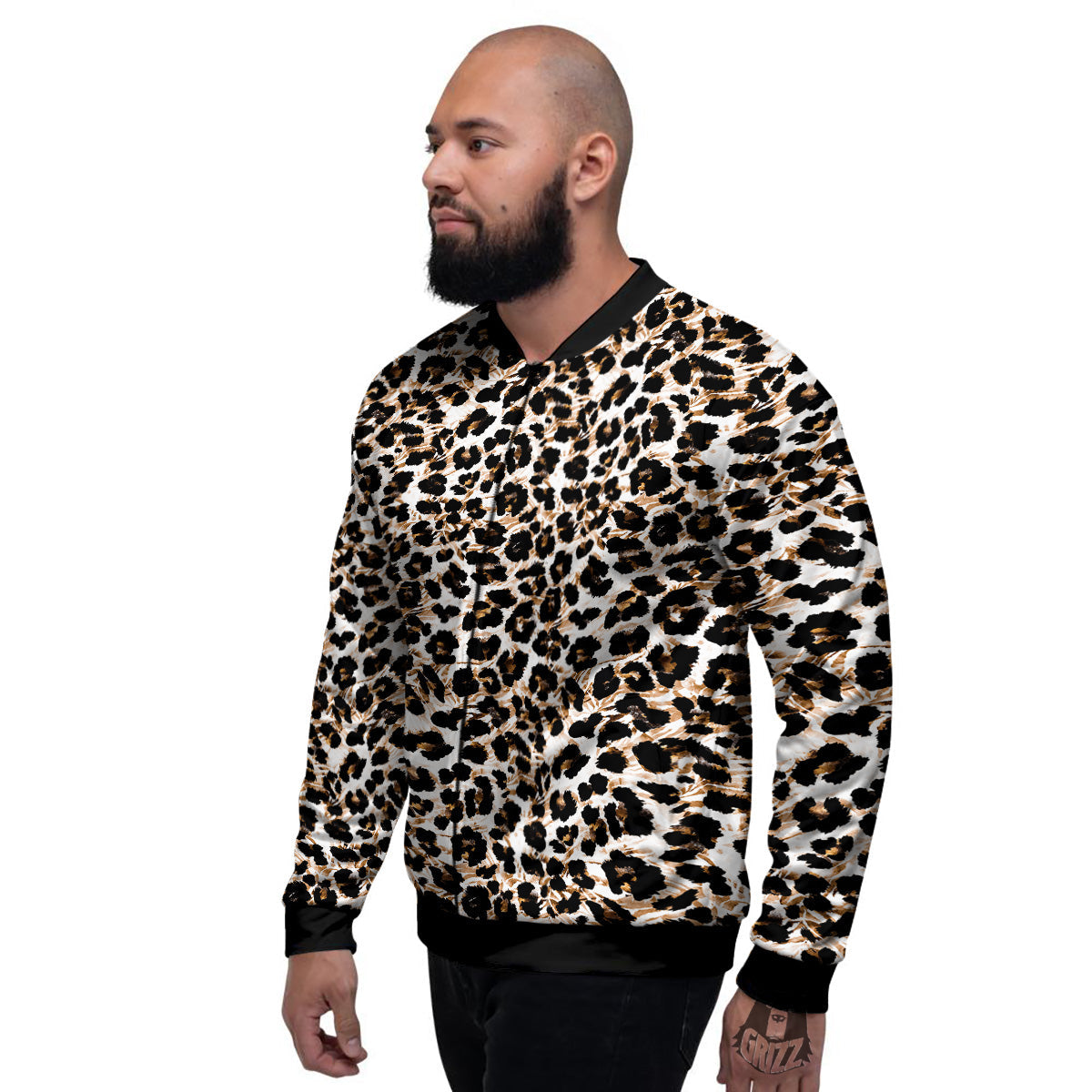 Abstract Watercolor Leopard Print Pattern Men's Bomber Jacket-grizzshop