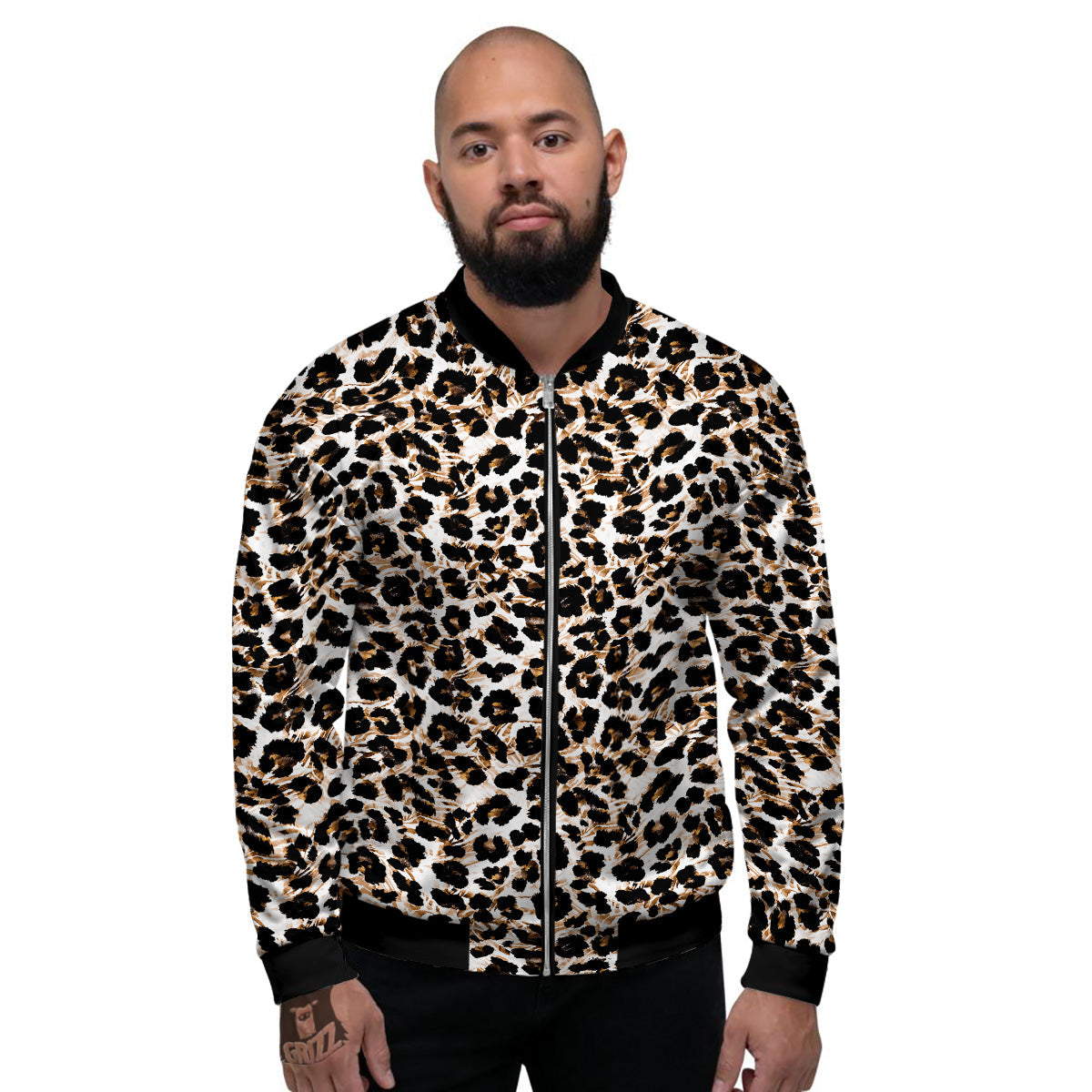 Abstract Watercolor Leopard Print Pattern Men's Bomber Jacket-grizzshop