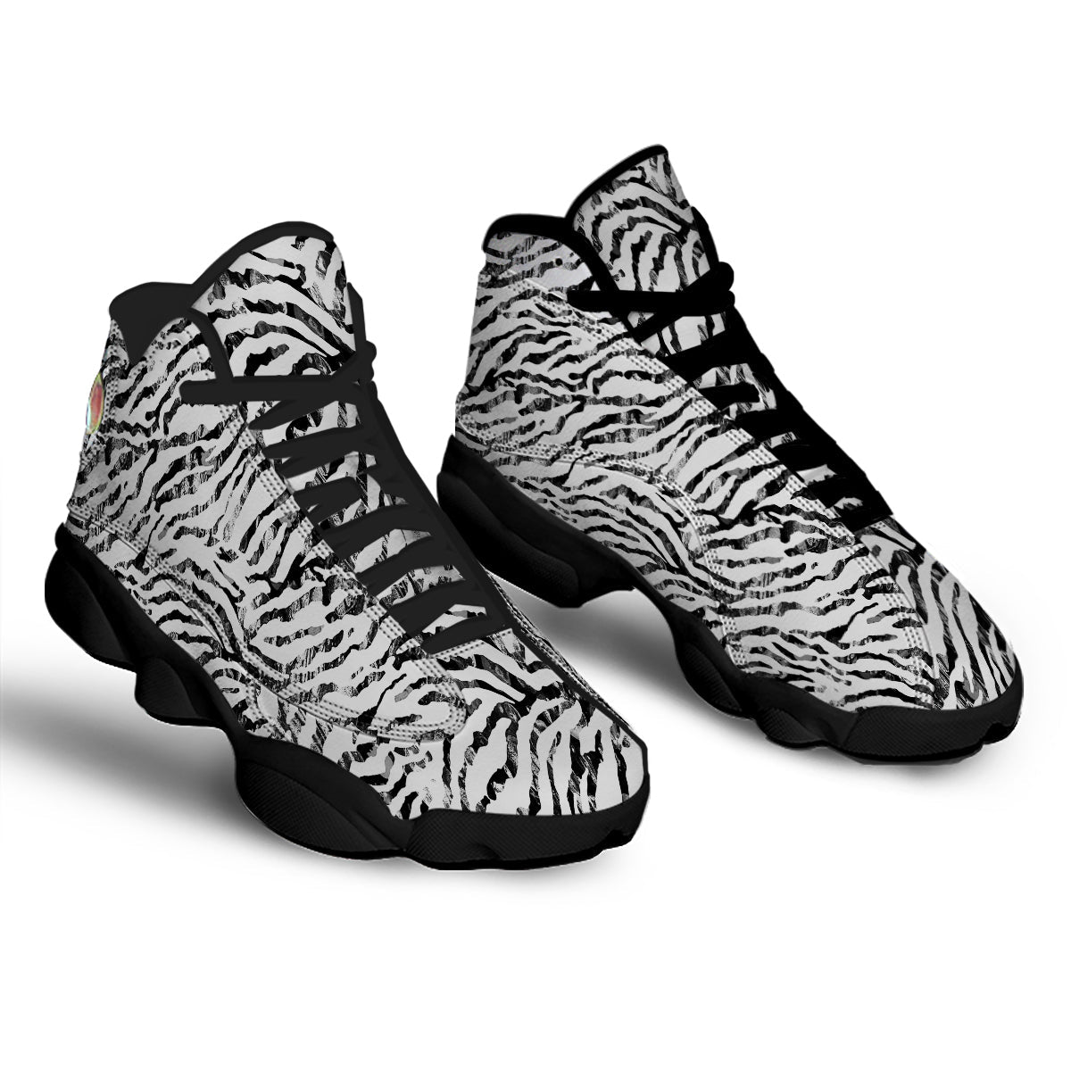 Abstract Watercolor Tie Dye Zebra Print Black Basketball Shoes-grizzshop