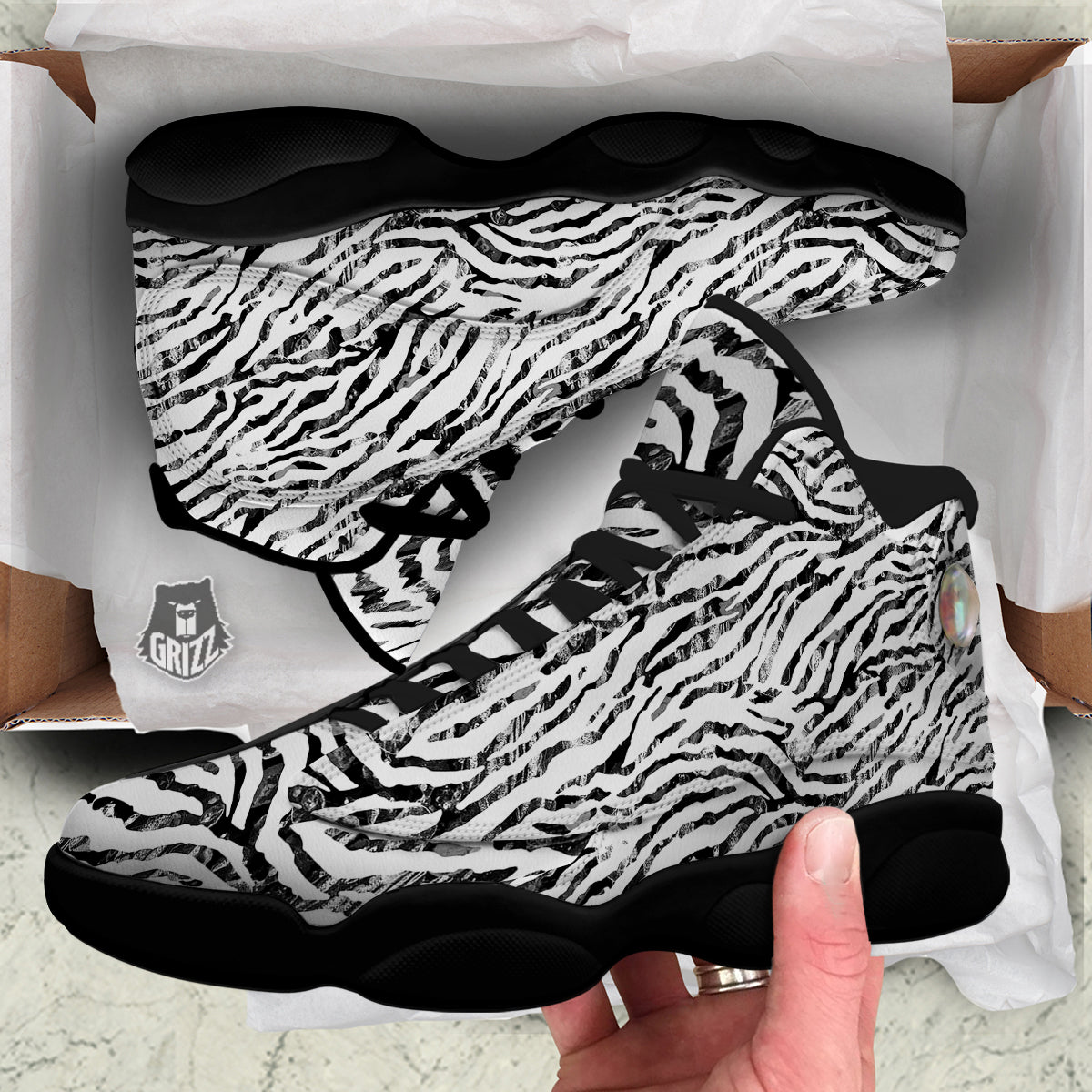 Abstract Watercolor Tie Dye Zebra Print Black Basketball Shoes-grizzshop