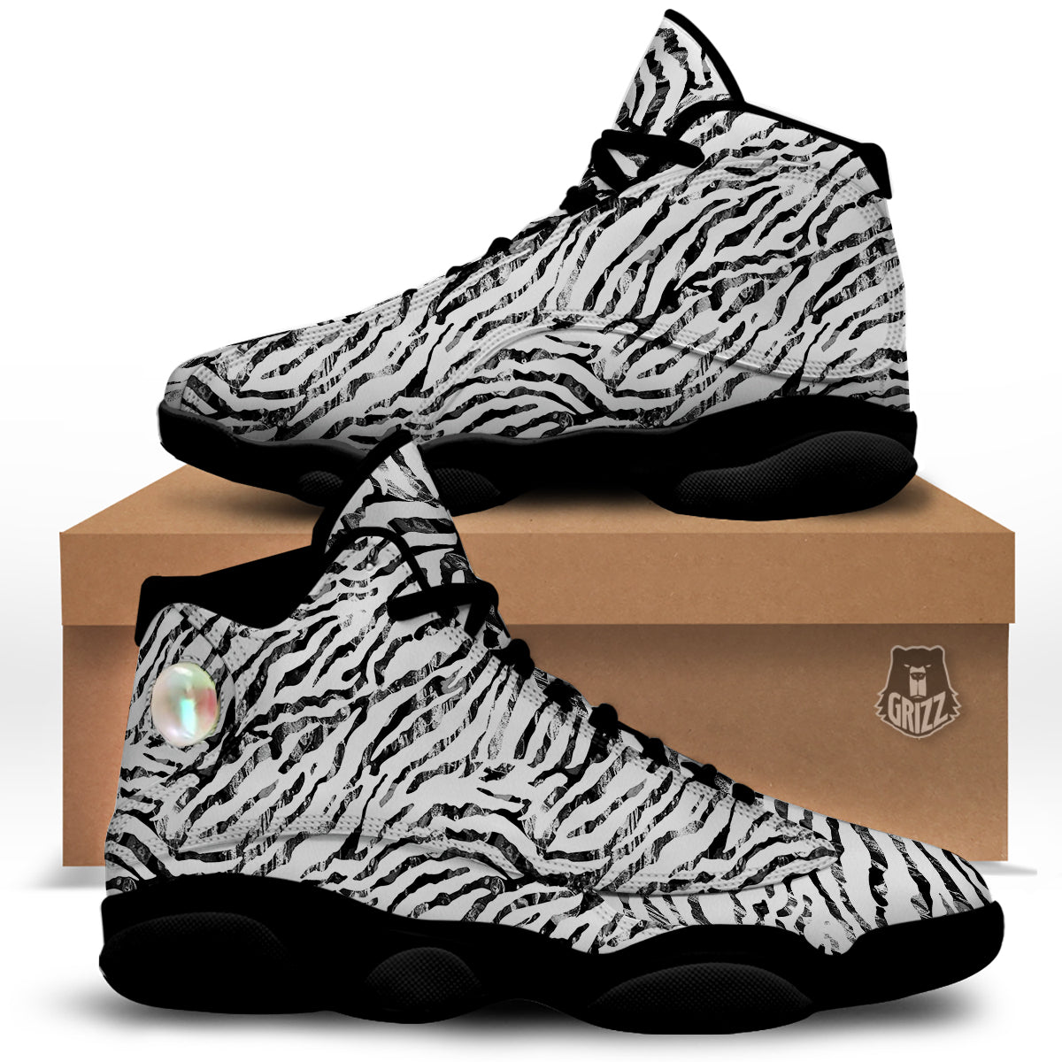 Abstract Watercolor Tie Dye Zebra Print Black Basketball Shoes-grizzshop